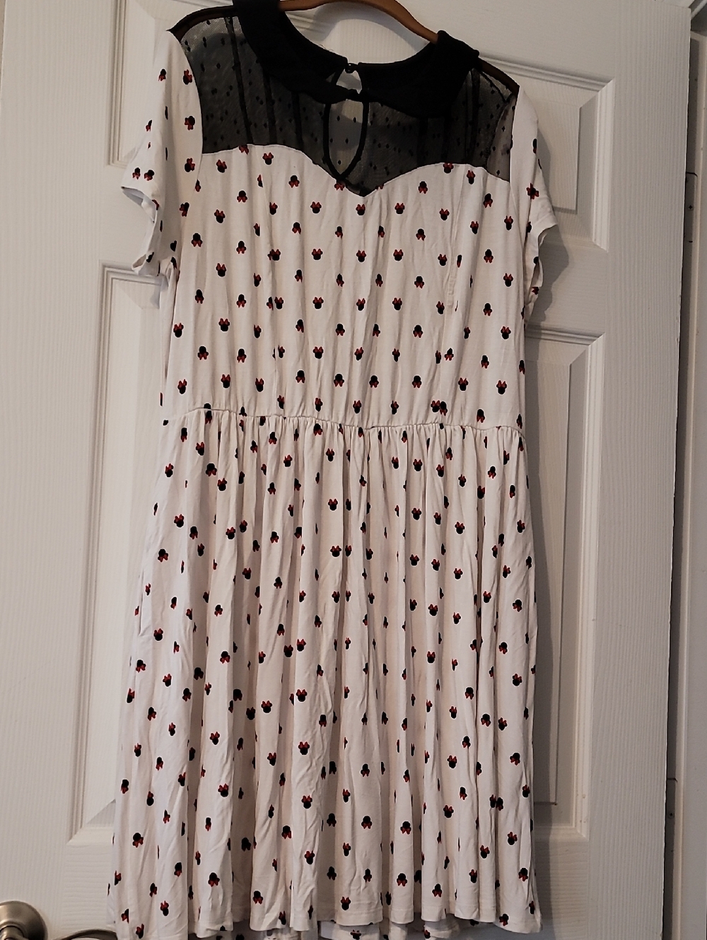 Disney White Dress with Black Mesh Yoke .